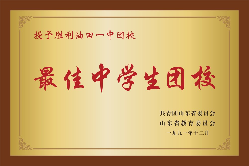 4.共青团山东省委员会  山东省教育委员会  最佳中学生团委  1991年12月